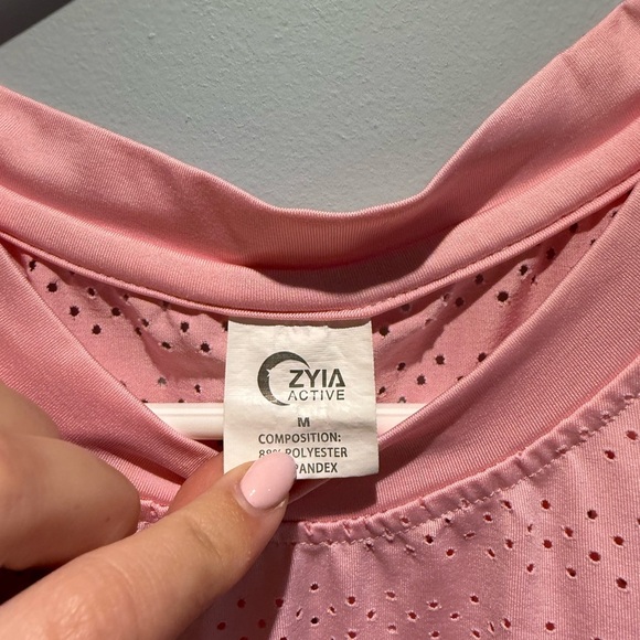 ZYIA Blush Pink Perforated Muscle Tee - Picture 4 of 6